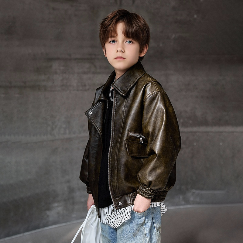 Streetwear Brand Photography - Boys Dark Green Waterproof Windproof Coat
