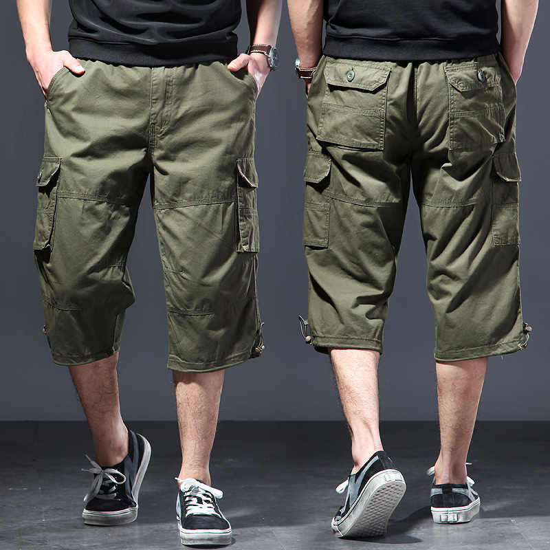 Streetwear Brand Shorts - Men's Cotton 3/4 Pants Loose Plus