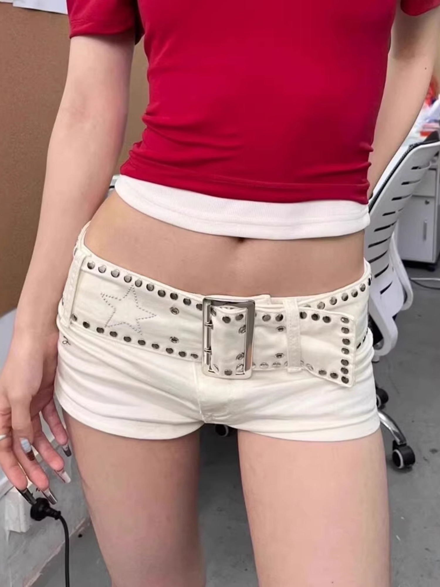 Streetwear Brand Shorts - Women's Low Rise White Denim Shorts