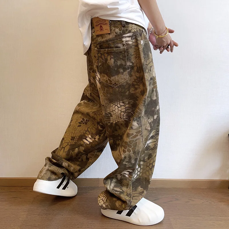 New Men Chic Snake Print Stree - Streetwear Brand Popular review and price