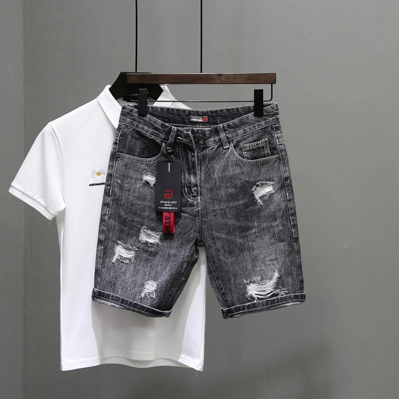 Men's Short Jeans Pants Black  - Streetwear Brand Shorts review and price