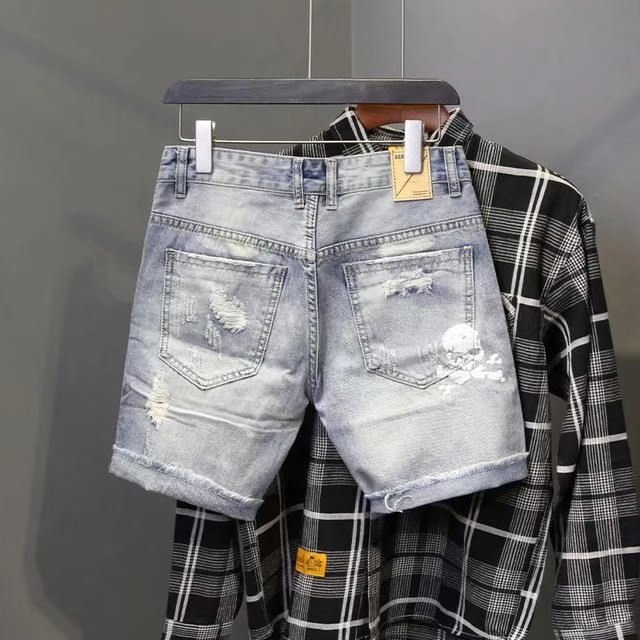 Summer Men's Worn Bead Hole Be - Streetwear Brand Shorts review and price